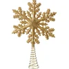 Baumspitze Schneeflocke Mit Glimmer, Gold