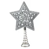 Baumspitze Stern Mit Glimmer, Silber