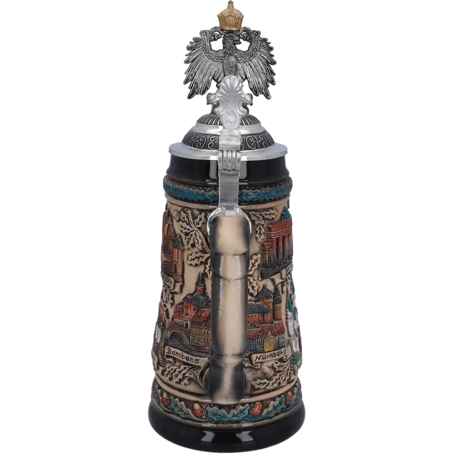 Bierkrug Mit Zinnadler "Deutschland", Bunt-Natur, 0,5 Liter