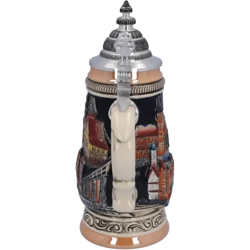 Bierkrug Mit Zinndeckel "Rothenburg", Schwarz, 0,25L