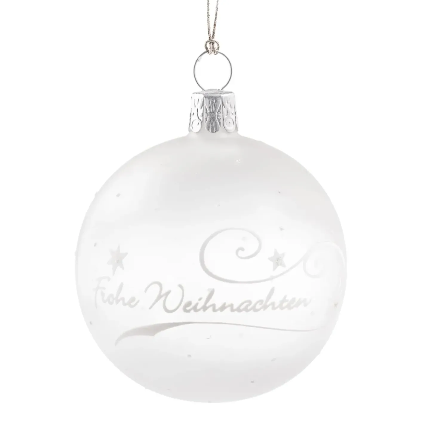 Glaskugel Klar/Weis „Frohe Weihnachten", 6 Cm