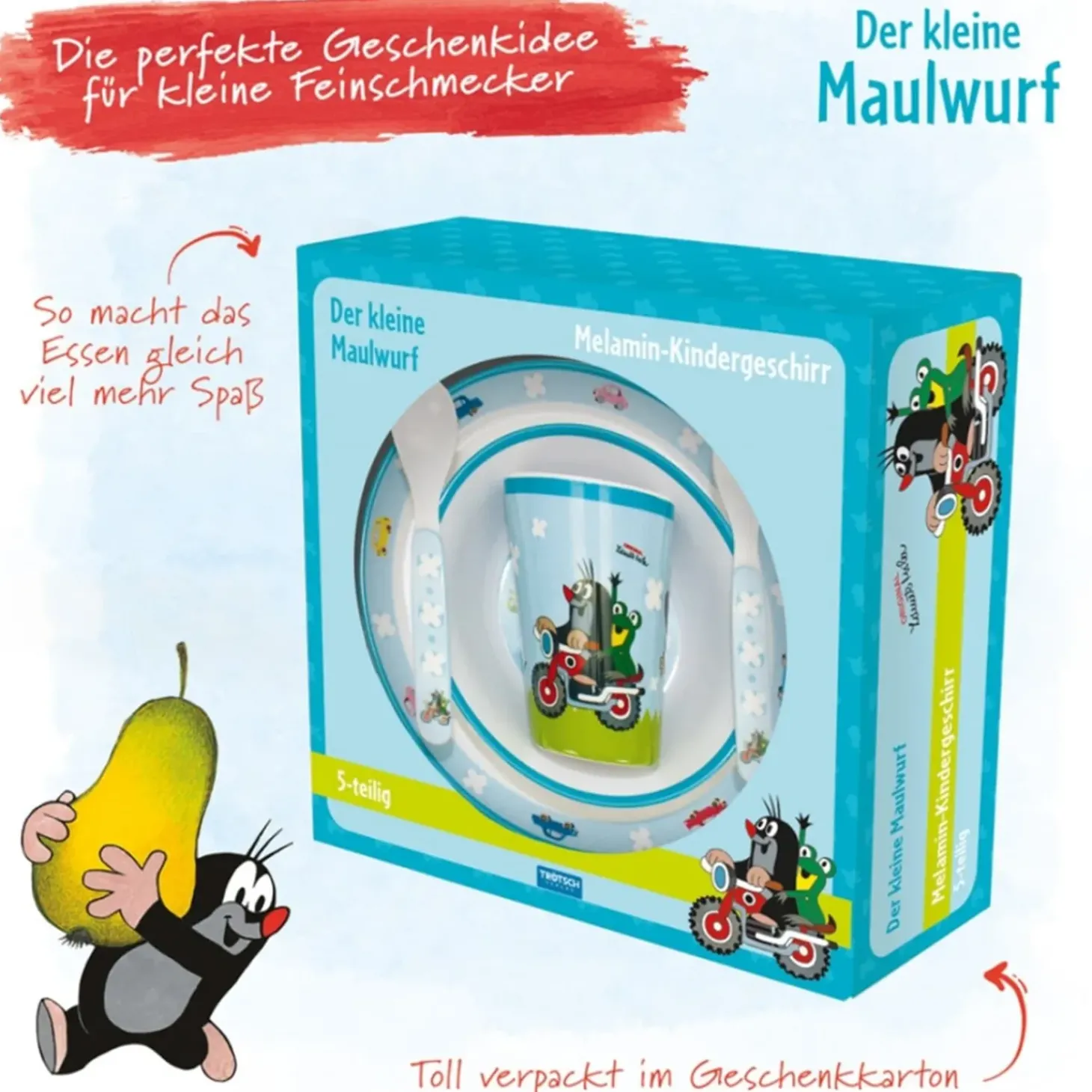 Kindergeschirr-Set "Der Kleine Maulwurf" Auf Motorrad