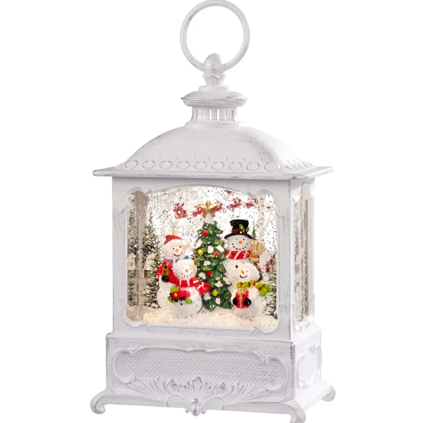 Led Schneelaterne "Schneemannfamilie", 25 Cm