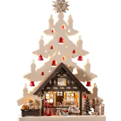 Schwibbögen "Tanne Mit Geschenkeladen", 230V Mit Usb A-Anschluss